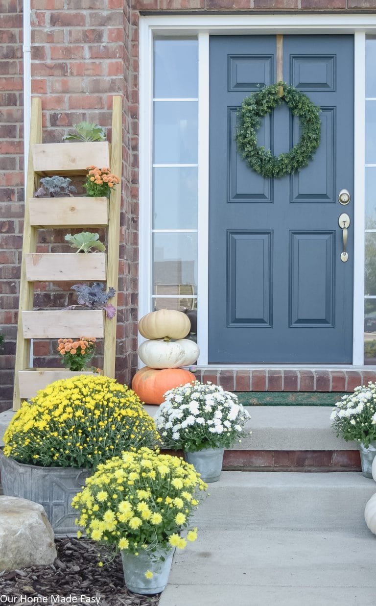 Simple Fall Front Porch with Mums – Our Home Made Easy