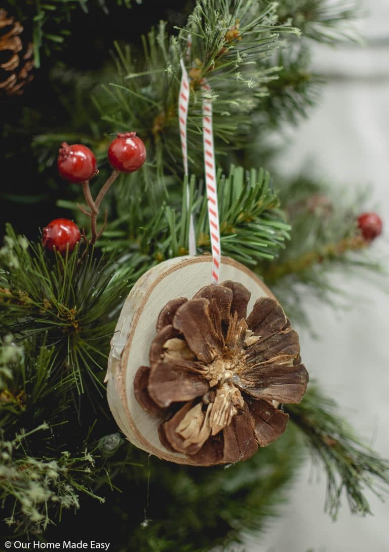 How to Make Rustic Wood Slice Ornaments | Our Home Made Easy