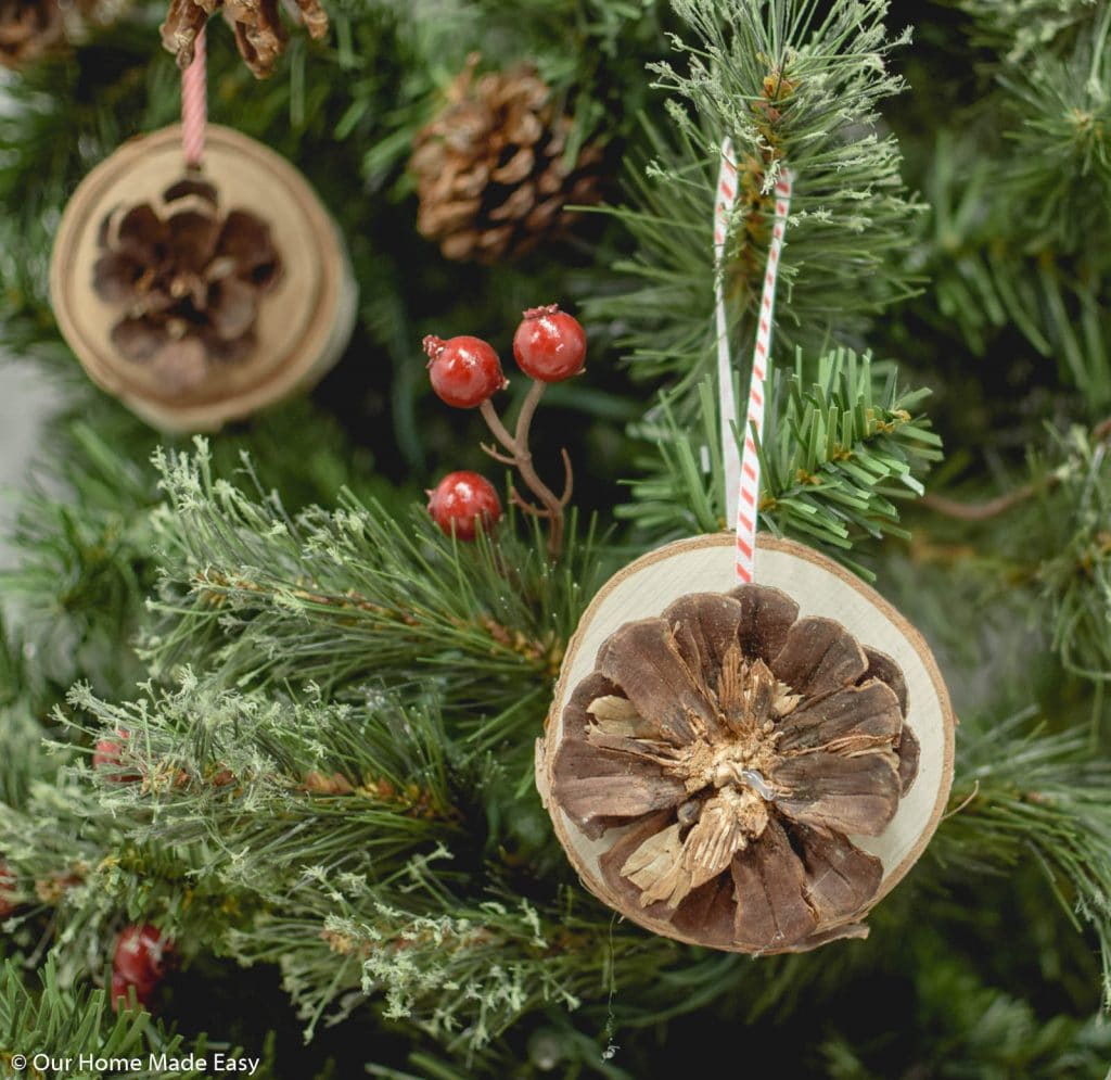 How to Make Rustic Wood Slice Ornaments | Our Home Made Easy