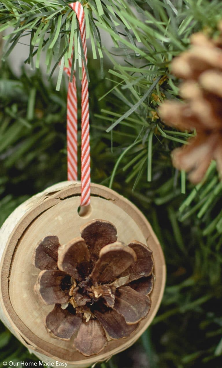 How to Make Rustic Wood Slice Ornaments | Our Home Made Easy