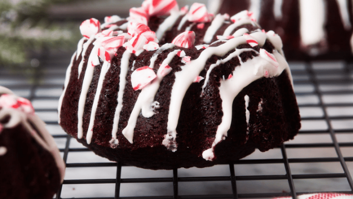 Mini Gluten-free Chocolate Bundt Cakes with Mint Frosting