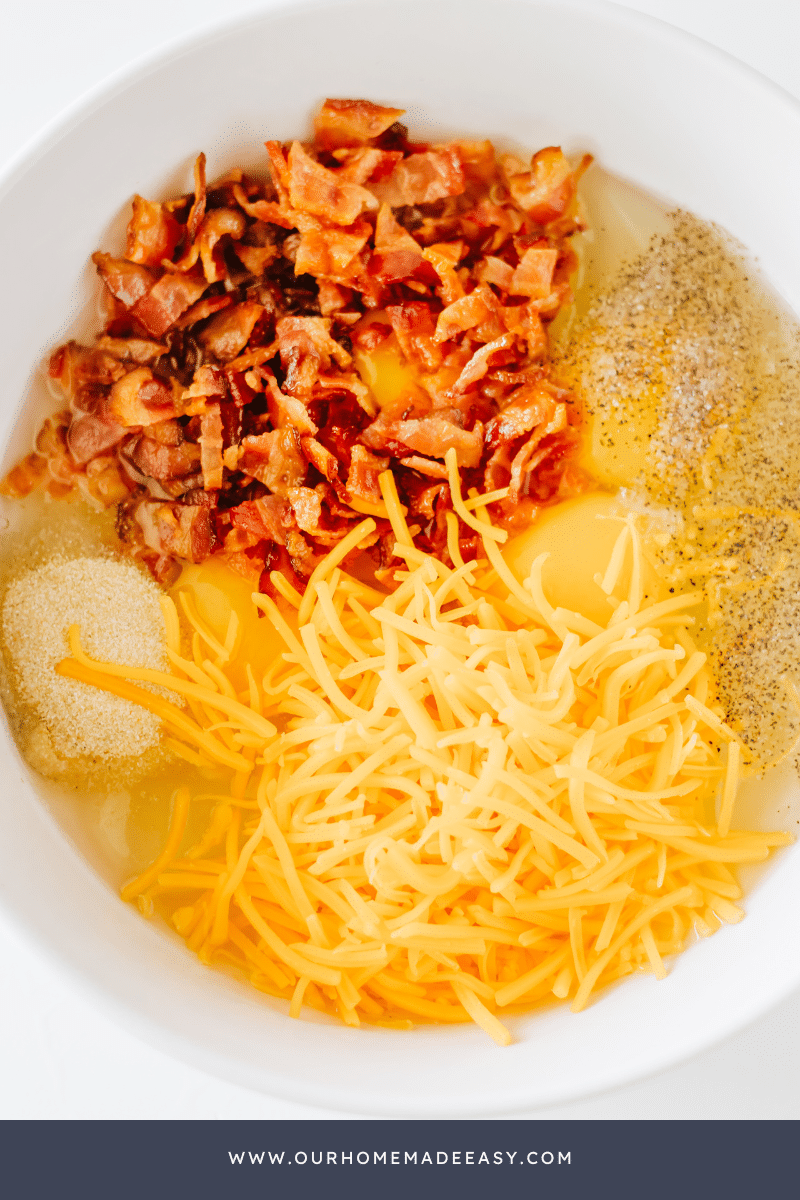 Omelet bites ingredients in bowl