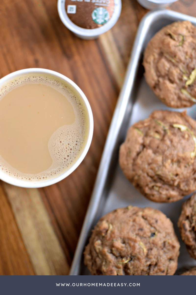 Spice cake mix breakfast muffins on wood tabletop