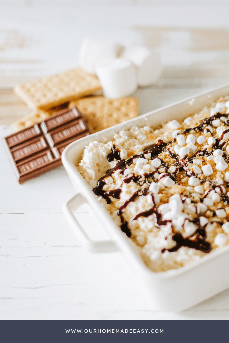 Smores dip recipe on table
