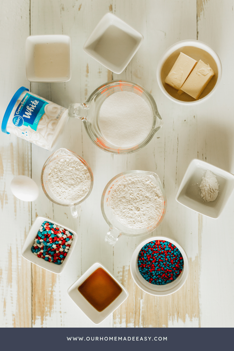 Sugar Cookie Bars ingredients on table