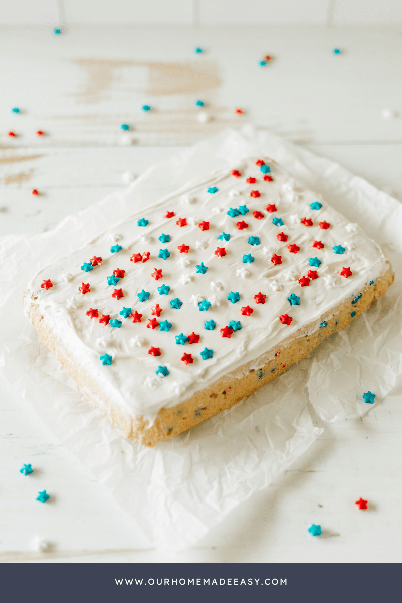 Sugar Cookie Bars on table not cut