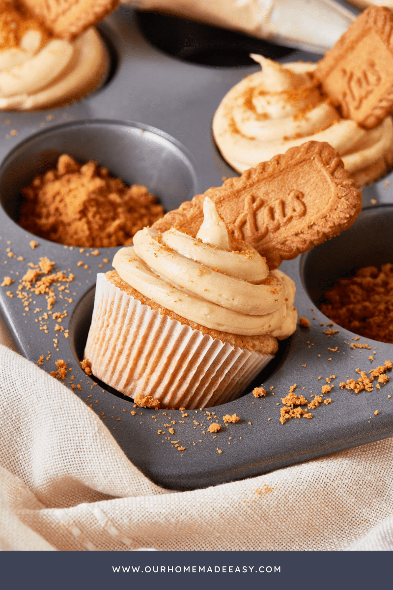 Biscoff Cupcakes on cupcake tin