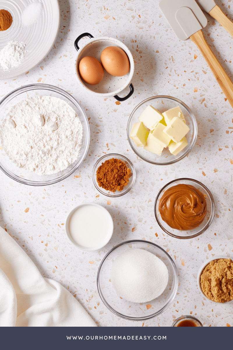 biscoff cupcake ingredients on table