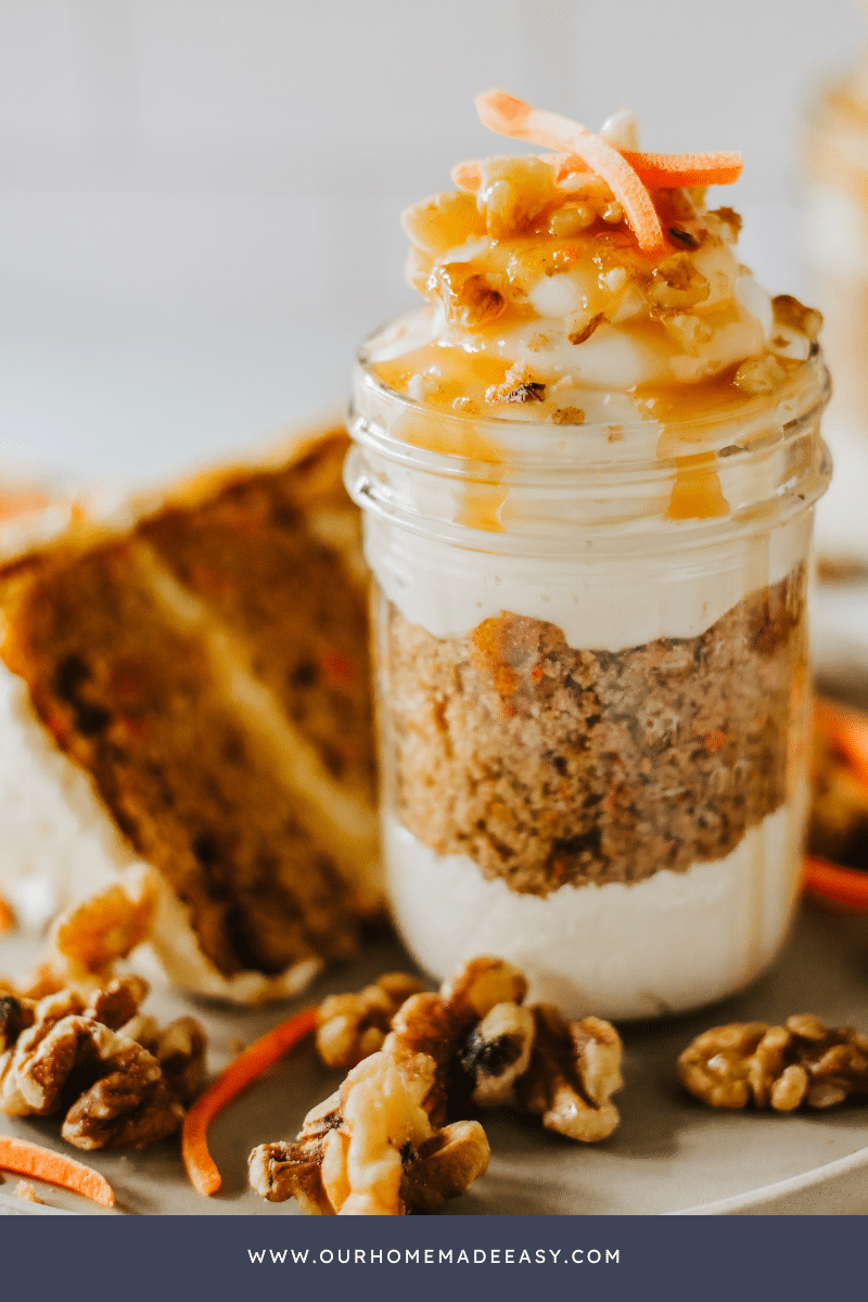 Carrot cake cheesecake on countertop