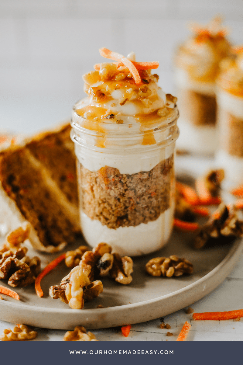 Carrot cake cheesecake on countertop