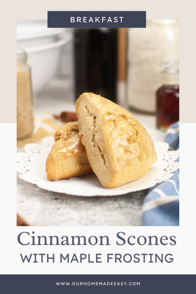 Cinnamon Scones on plate with maple glaze