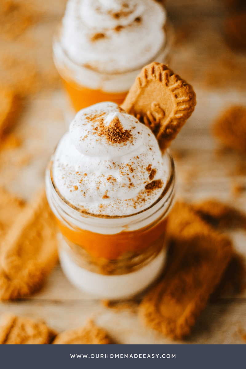 close up of pumpkin pie trifle