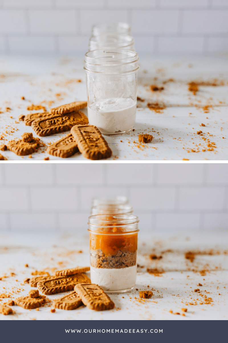 No Bake Pumpkin Cheesecake layer in process