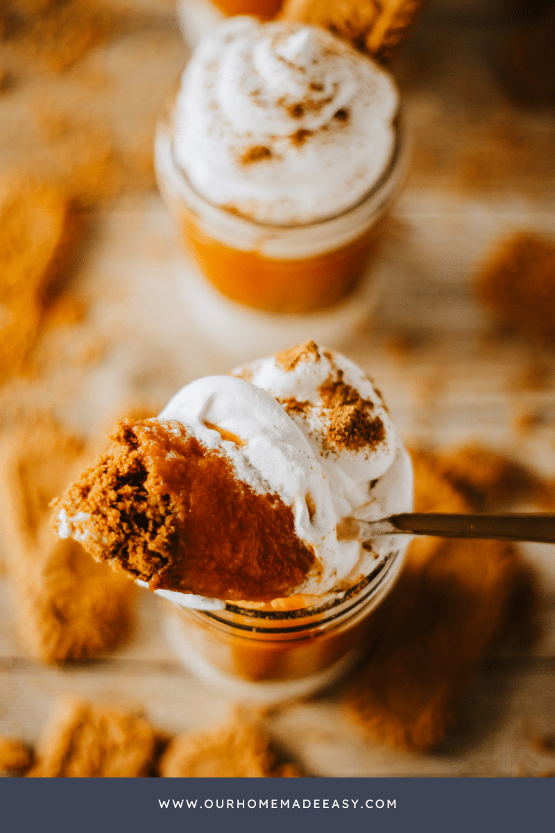 close up of pumpkin pie trifle