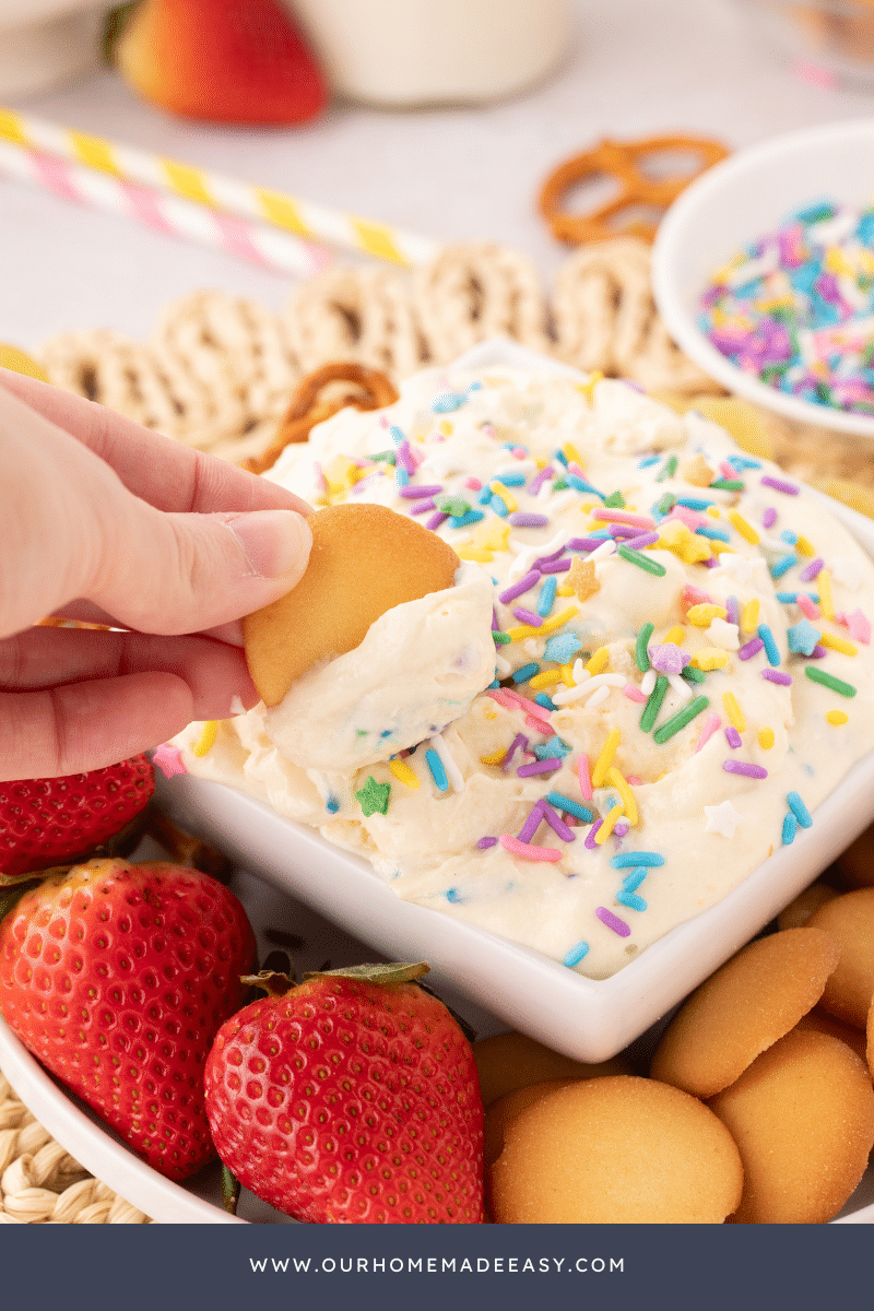 Cake Batter Dip and Vanilla wafer dipper