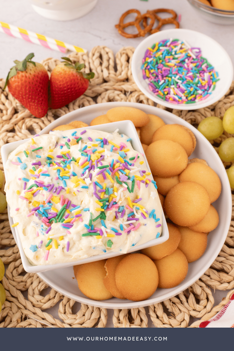 Cake Batter Dip and Vanilla wafer dipper