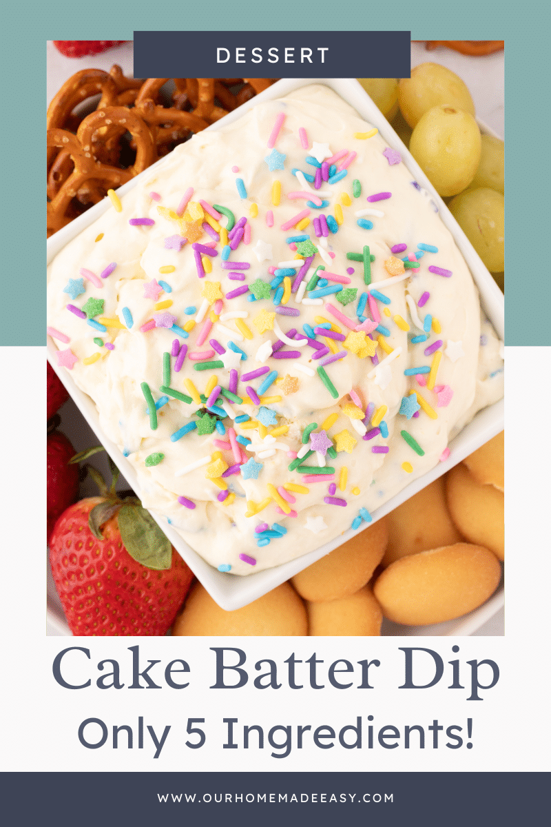 Cake Batter Dip on platter with fruit