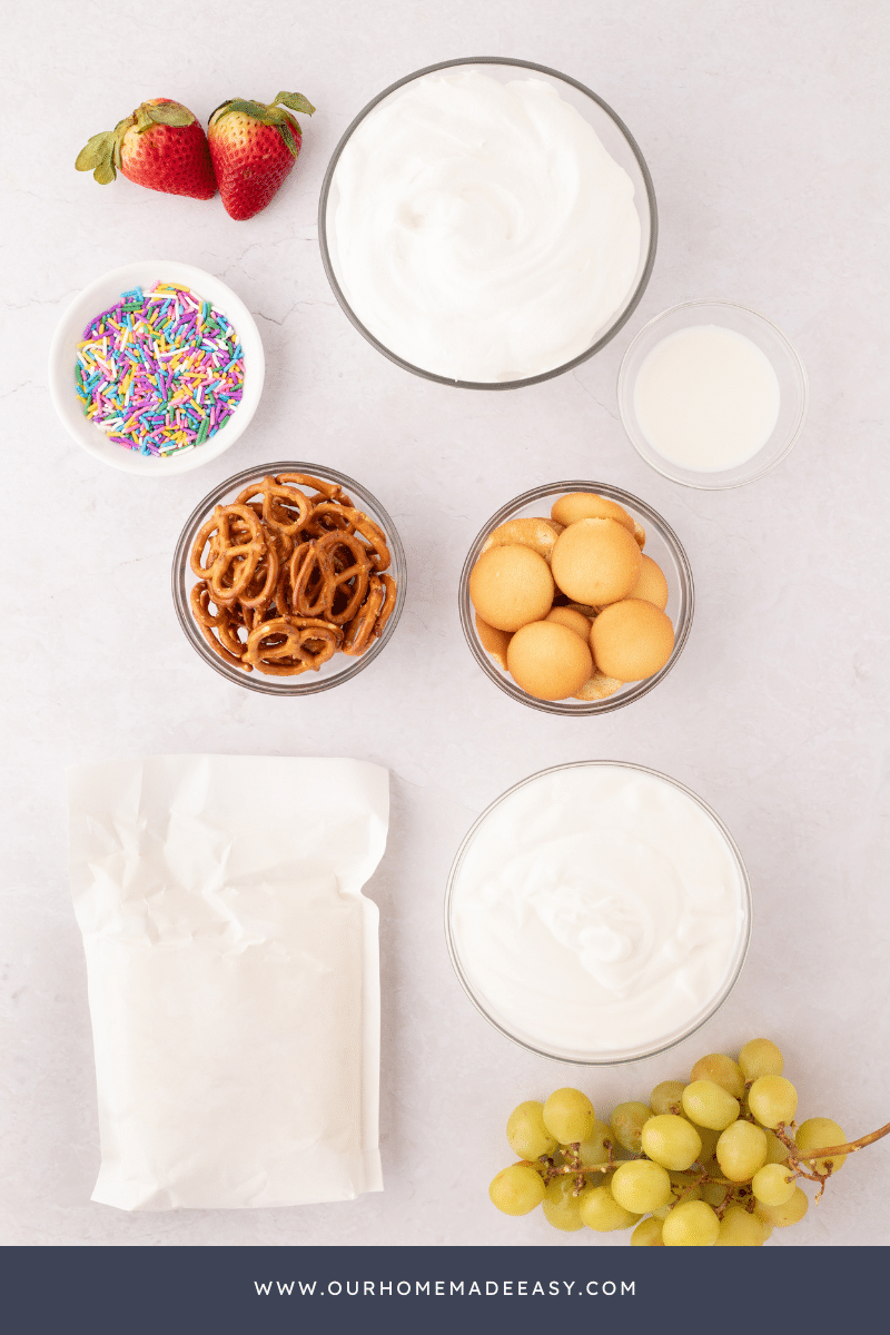 Cake Batter Dip ingredients on counter top