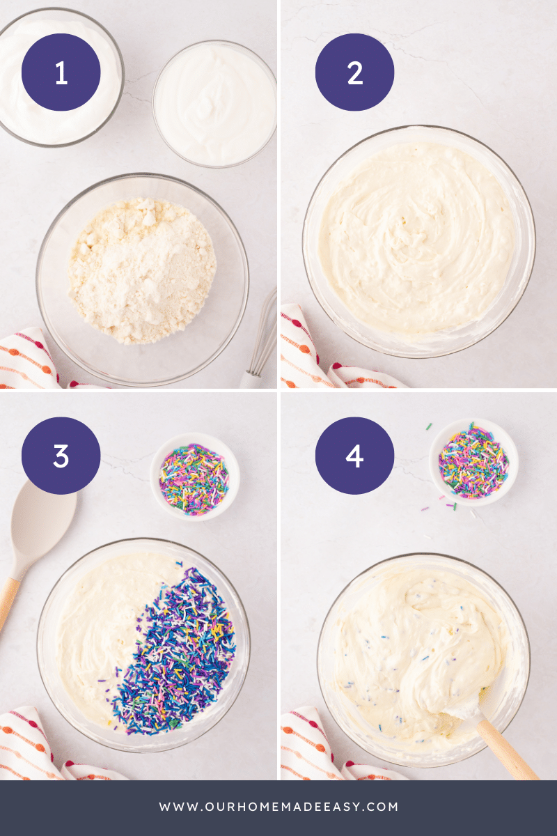 Cake batter dip process steps