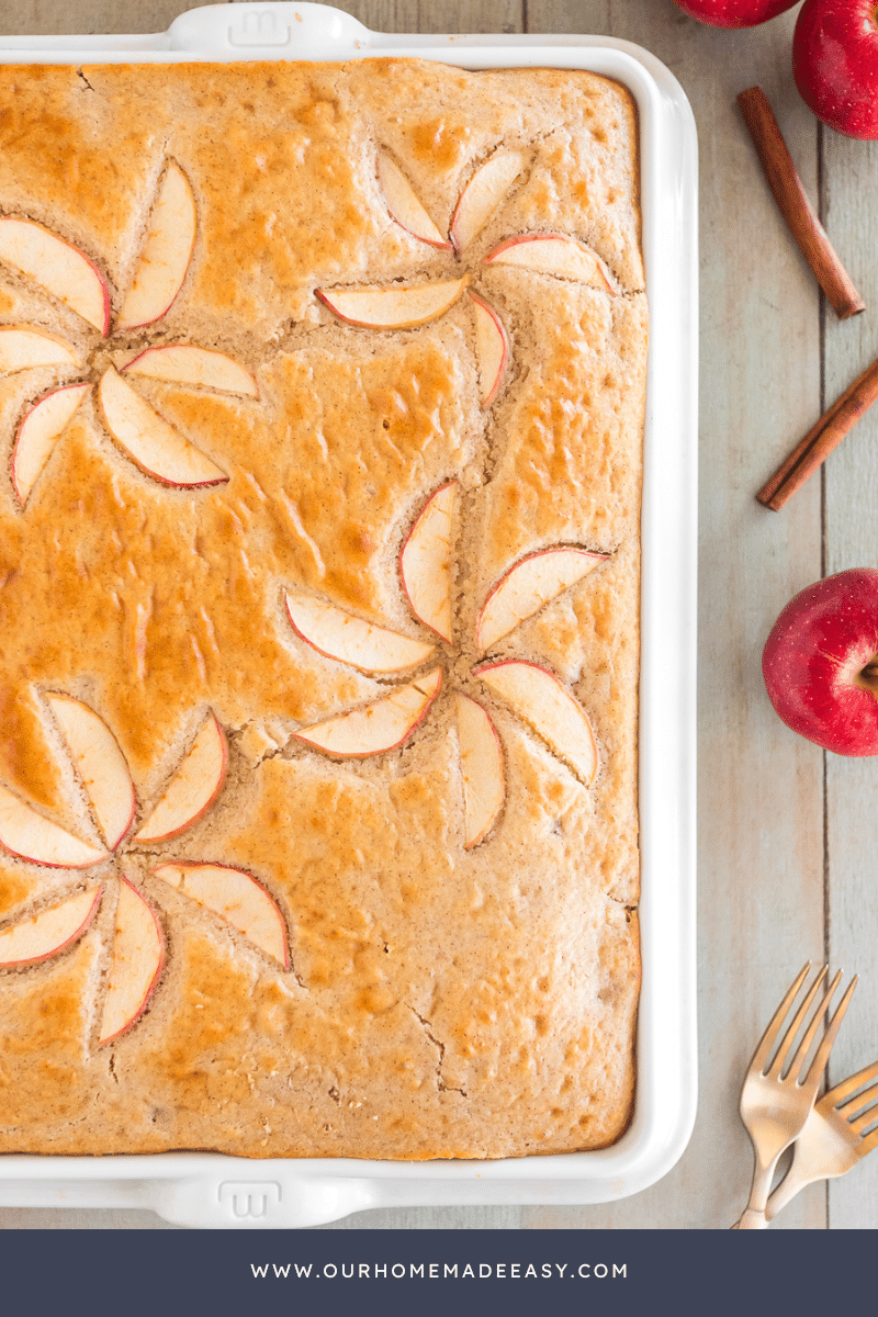 Apple Cinnamon Sheet Pan Pancakes in pan