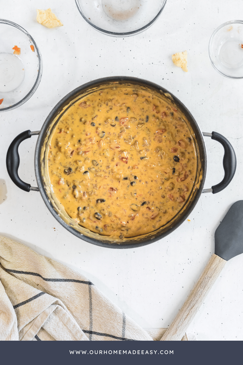 Rotel Dip with Queso Bowl on table top