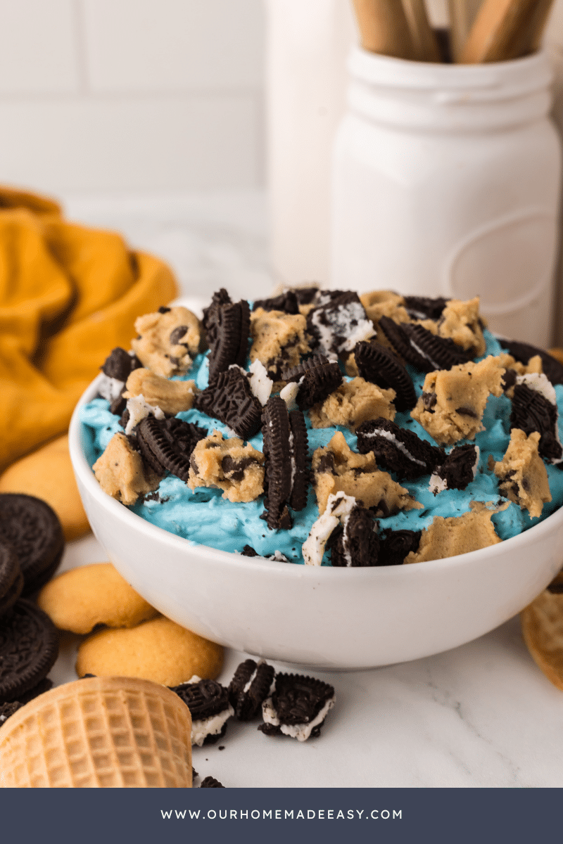 Cookie Monster Dip on Countertop