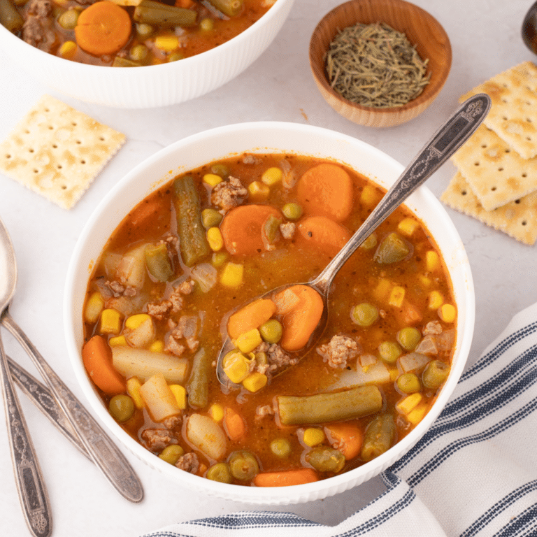 Ground Beef Vegetable Soup bowl