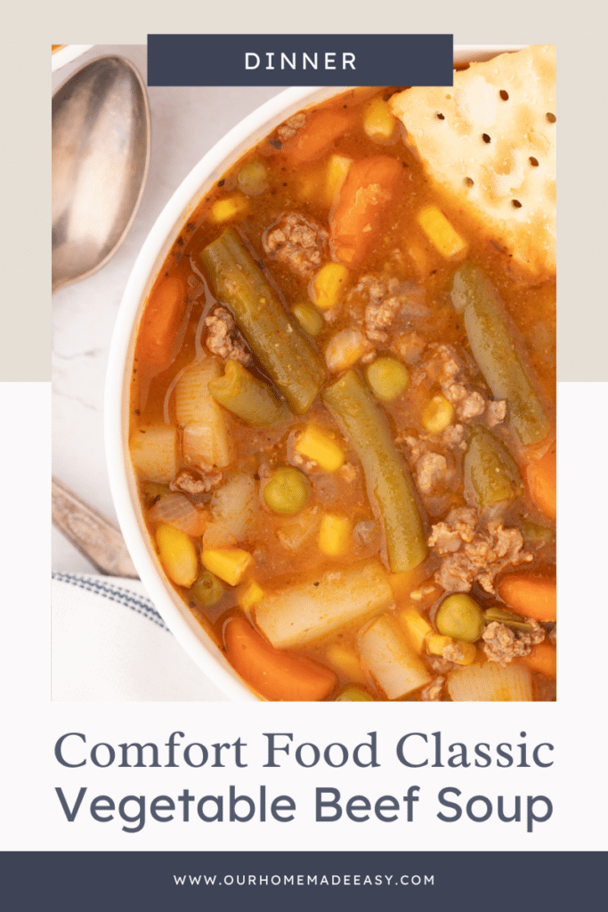 Ground Beef Vegetable Soup in Dutch Oven on CounterTop