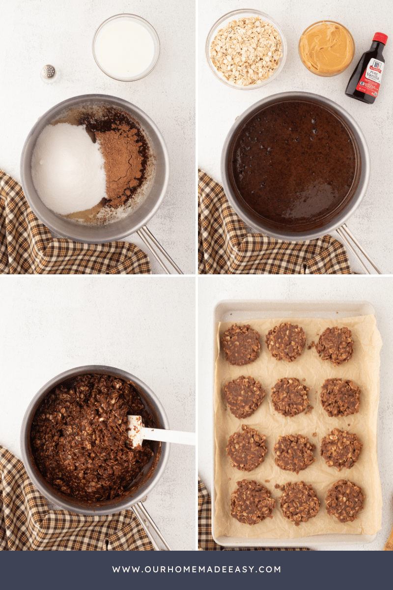 no bake cookies being made collage