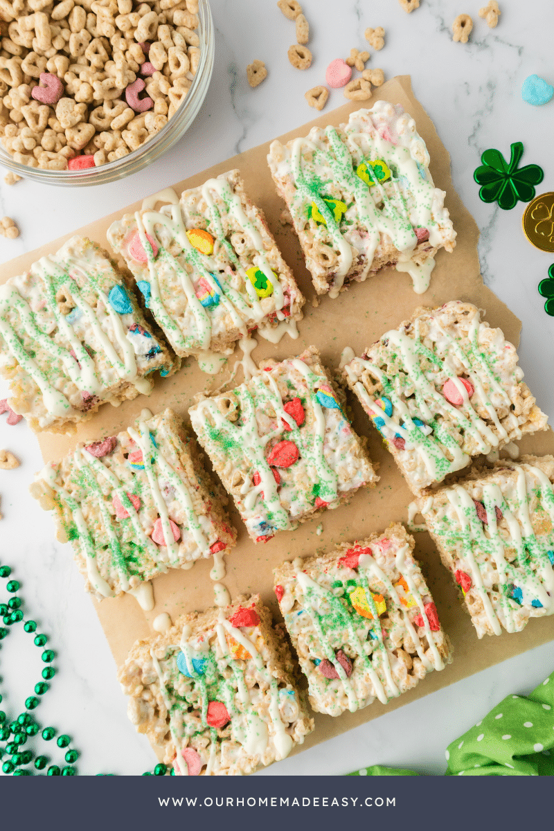 St Patrick's day rice Krispie's on countertop