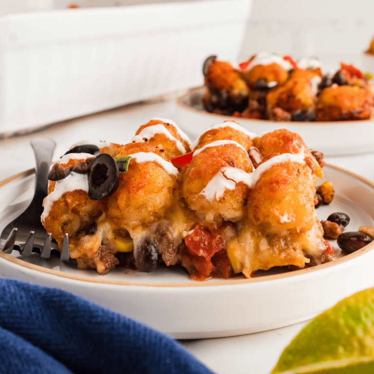 Taco Tater Tot Casserole on countertop