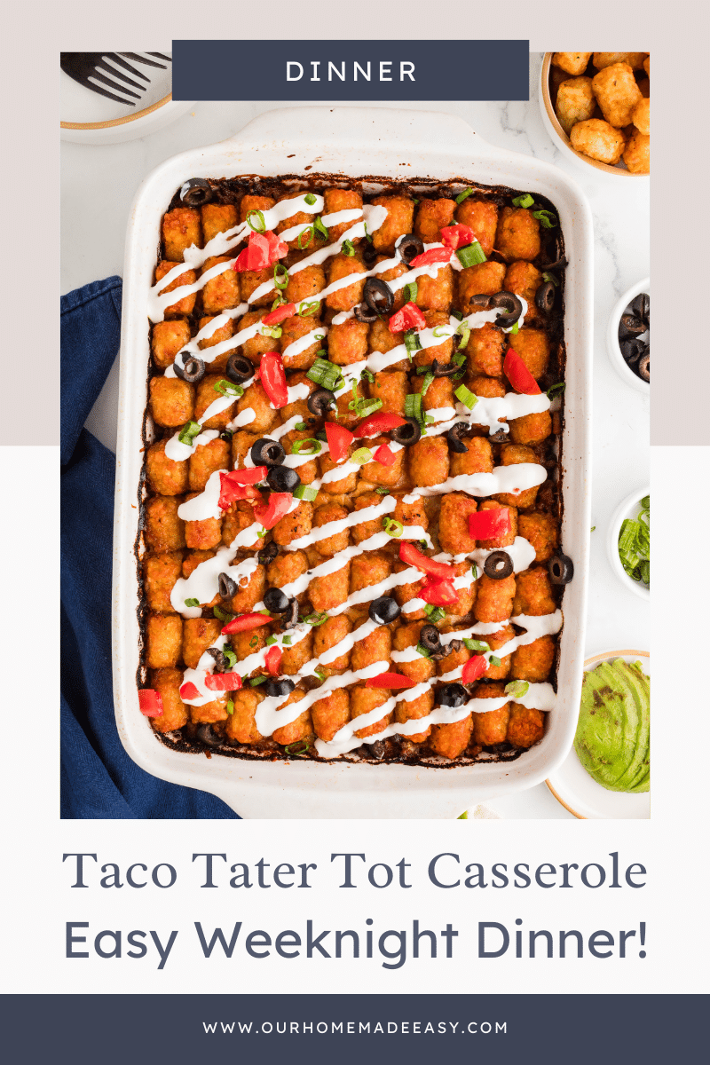 Taco Tater Tot Casserole on countertop