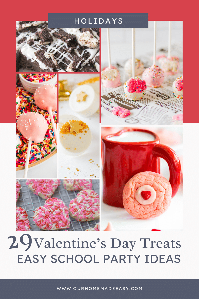 Collage of Valentine Snacks for Kids School