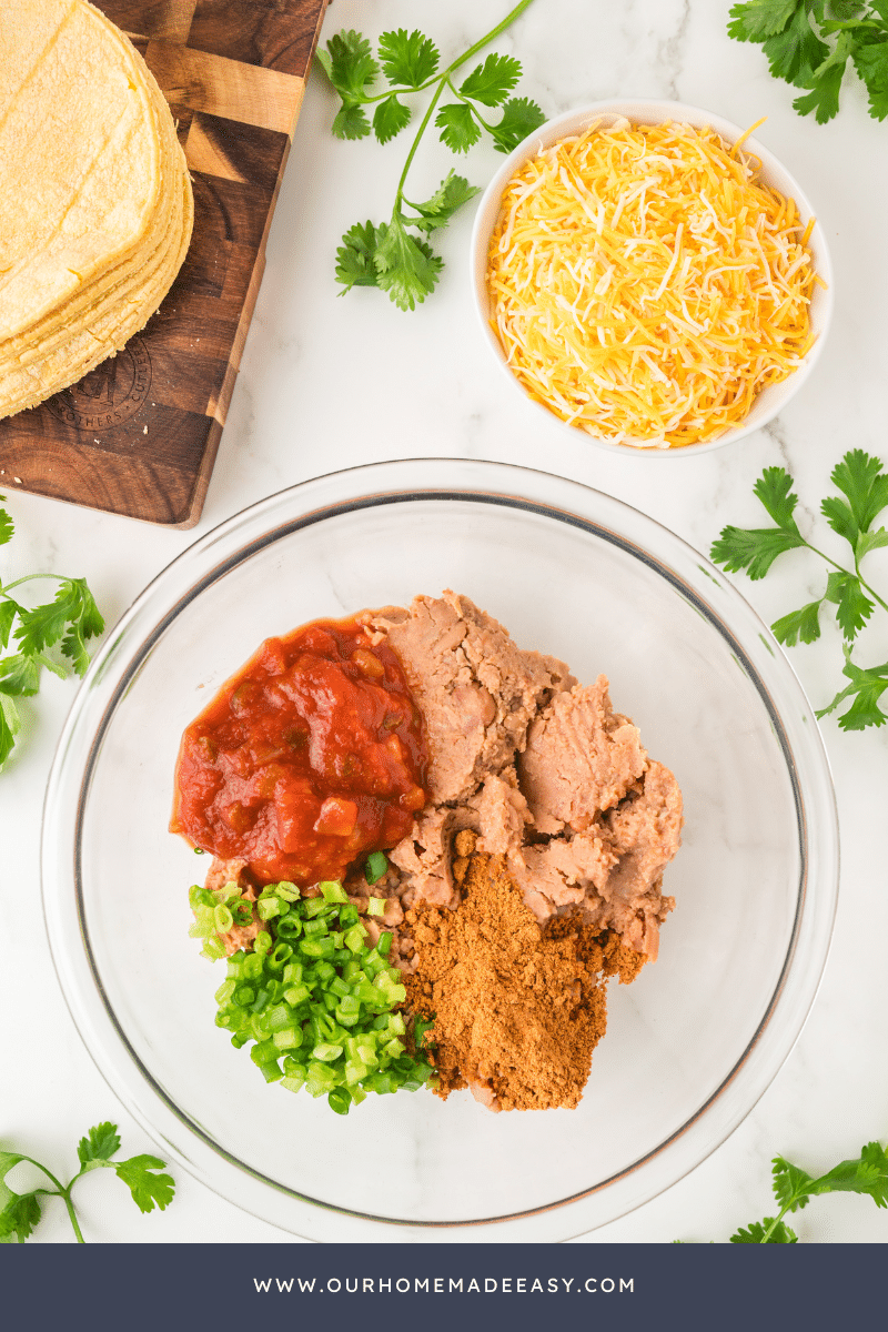 Refried beans taco mixture in bowl