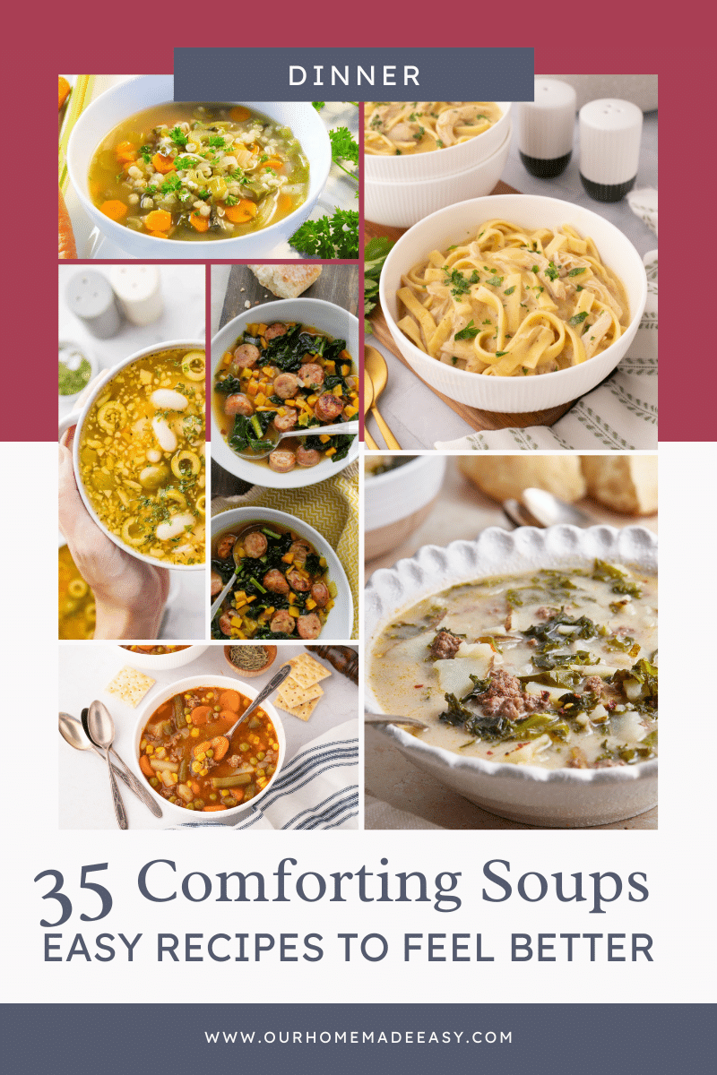 Collage of the best soups for sore throat