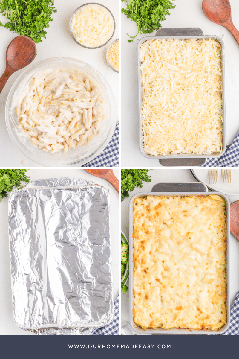 how to make Chicken alfredo bake collage