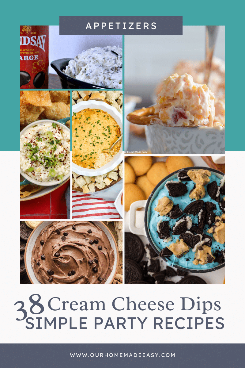 Collage of Easy Cream Cheese Dip Recipes