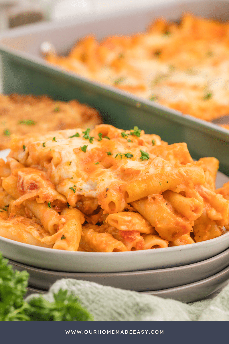 plated baked ziti