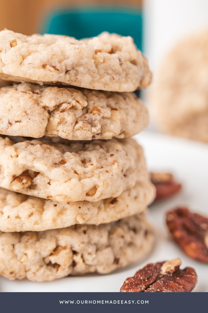 close up of finished soft pecan cookies