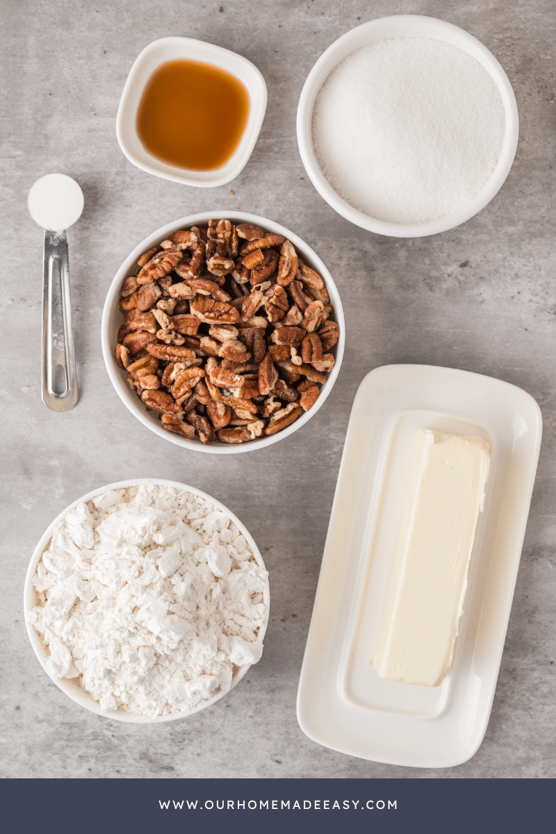 butter pecan cookie ingredients lying on countertop