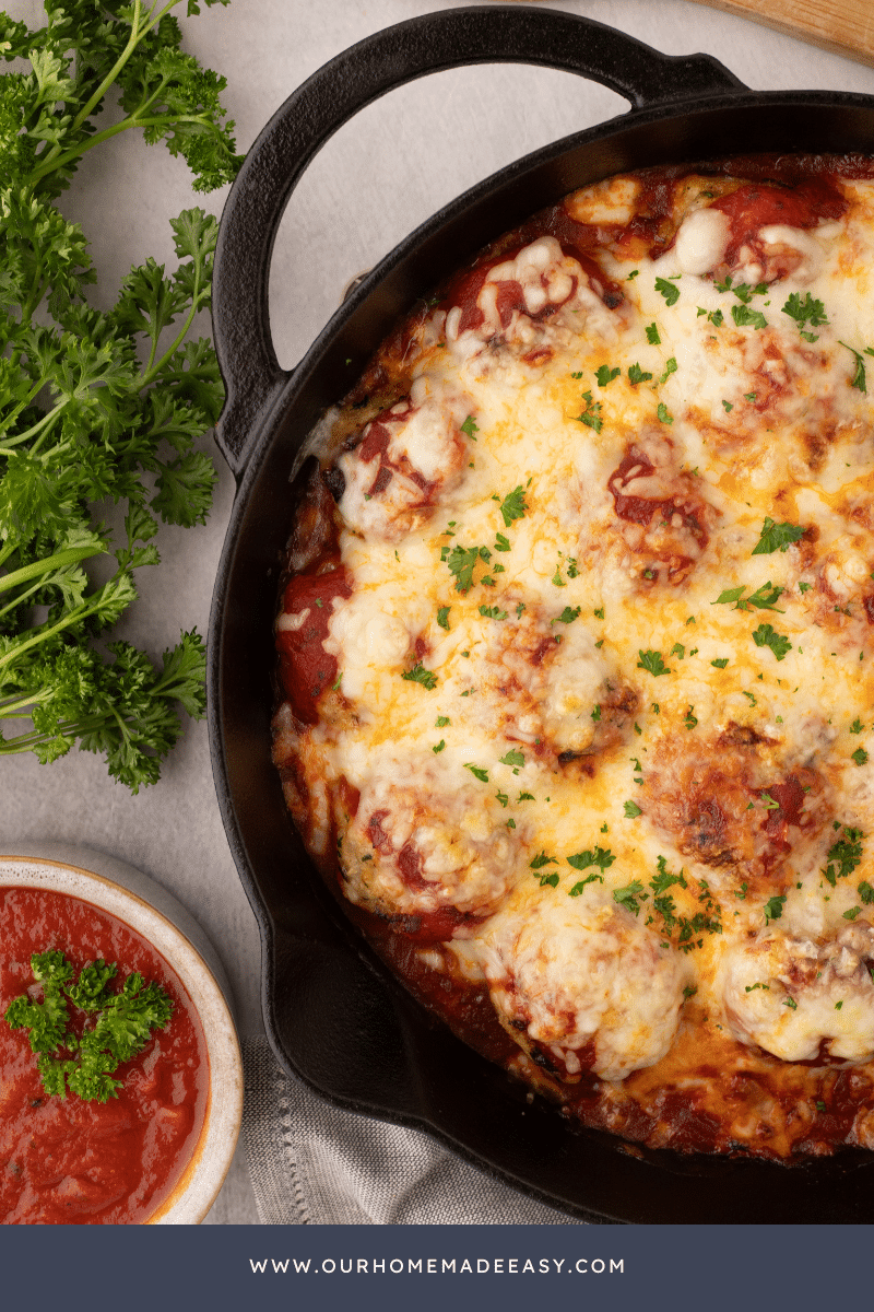 finished chicken parmesan meatballs