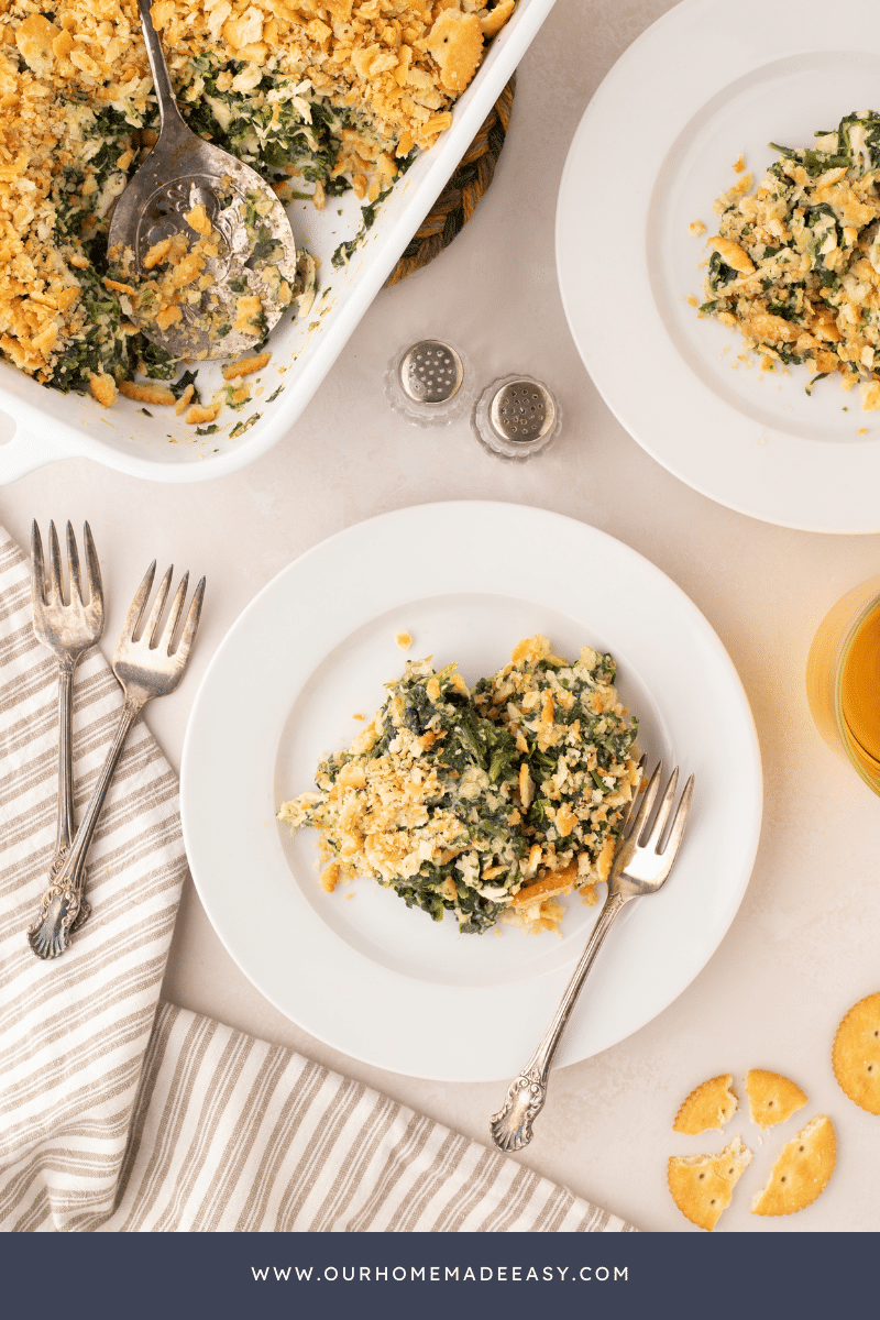 Plated Cheesy Chicken Spinach Casserole