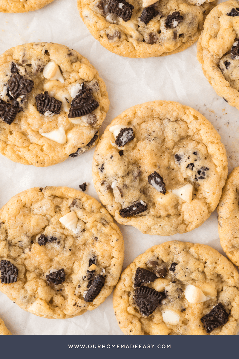 looking down on freshly baked homemade cookies