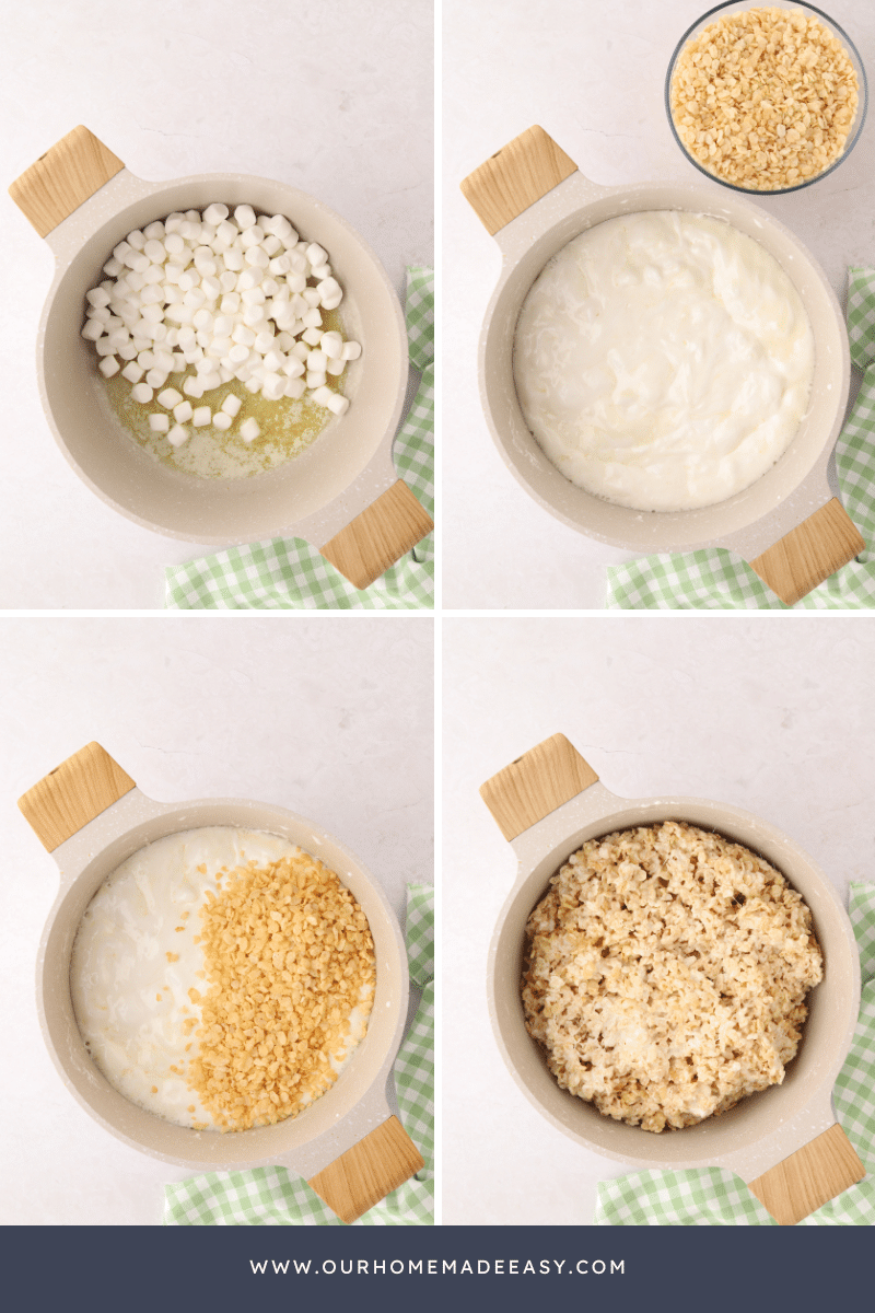 How to make rice krispies in pan collage