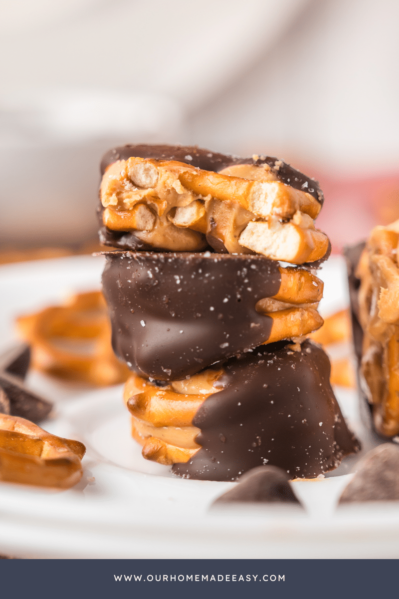 stack of finished pretzels bites on white plate