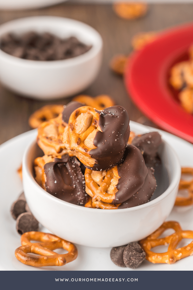 pretzels stacked in bowl on plate