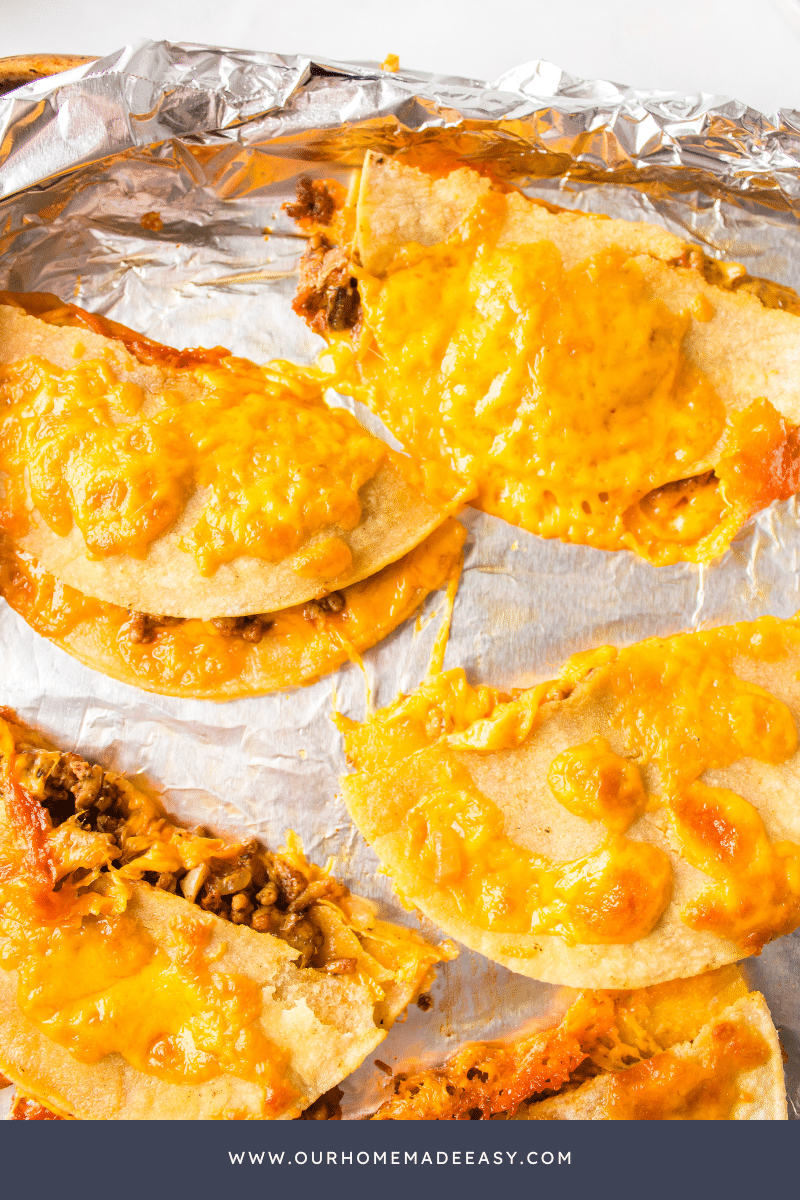 Cheesy tacos on sheet pan