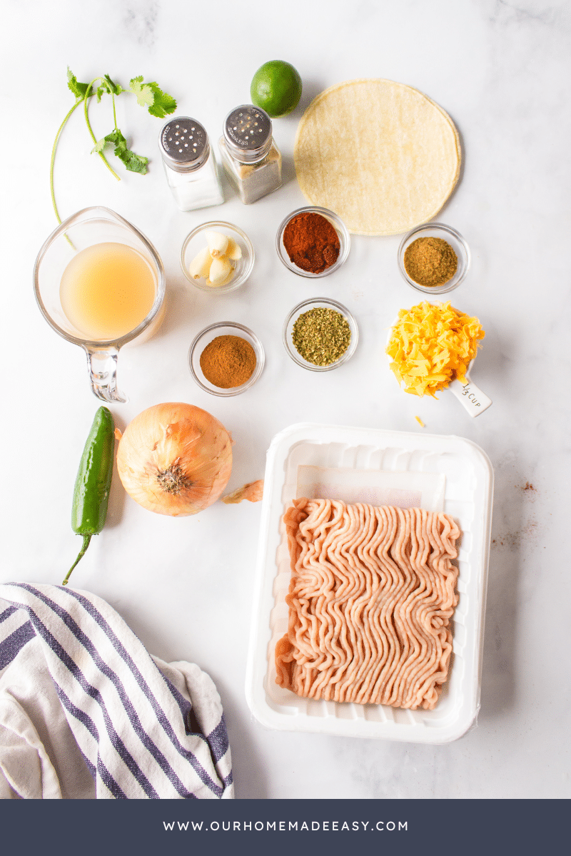 Chicken sheet pan taco ingredients on countertop