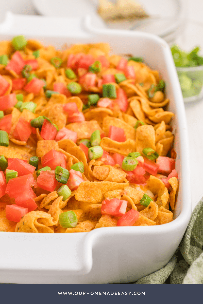 close up of Frito pie casserole 