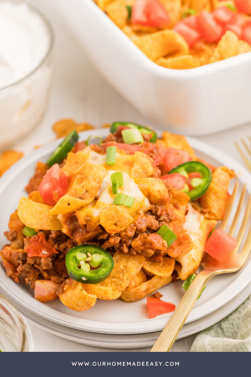 plated Frito pie with ground beef